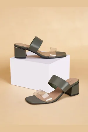 Pantaloons Textured PU Block Sandals with Buckles