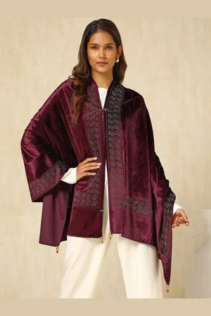 Soch Embellished Beads and Stones Velvet Shawl
