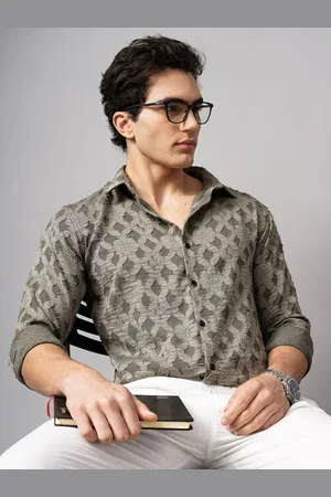 PAUL STREET Men Relaxed Spread Collar Textured Relaxed Fit Casual Shirt
