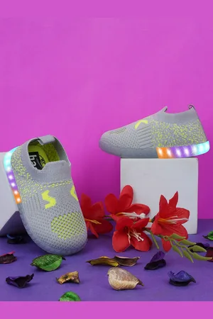 BAESD Kids Woven Design Led Lighting Slip-On Sneakers