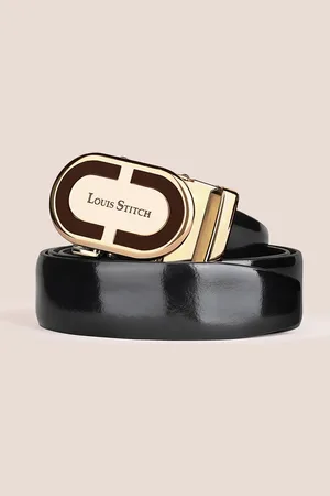 LOUIS STITCH Premium VT Leather Men Auto Lock Buckle Belt