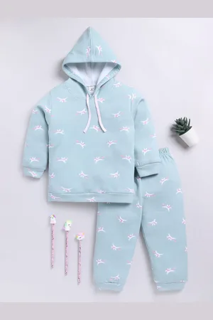 Clt.s Kids Pure Cotton Printed Hooded Sweatshirt With Joggers