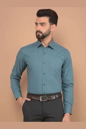 Canary London Men Smart Spread Collar Geometric Printed Satin Slim Fit Formal Shirt