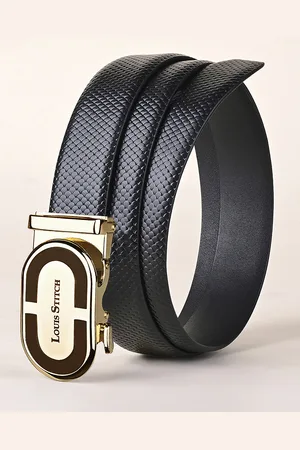 LOUIS STITCH Premium VT Leather Men Auto Lock Buckle Belt