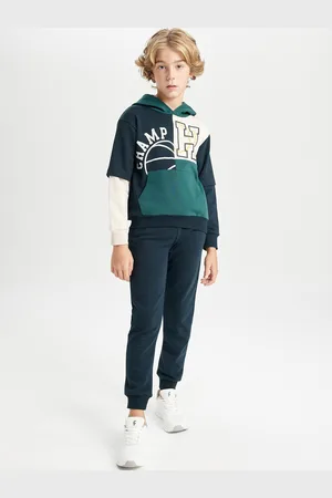 DeFacto Boys Colourblocked Hooded Long Sleeves Sweatshirt With Jogger