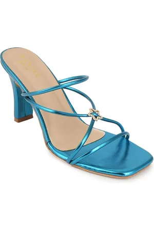 Scentra Women Embellished Square Toe Block Sandals
