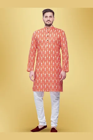 SHIWAM ETHNIX Geometric Printed Mandarin Collar Regular Kurta with Pyjamas