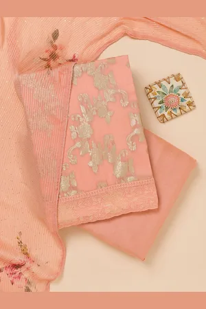 Koskii Ethnic Motifs Embroidered Zari Unstitched Dress Material