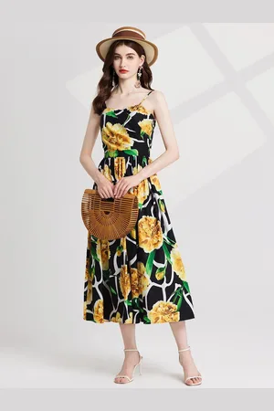 JC Collection Women Floral Printed Fit & Flare Midi Dress