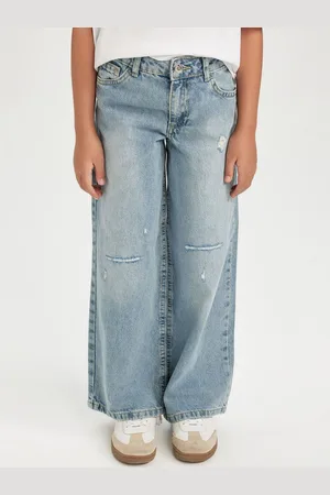 DeFacto Girls Pure Cotton Mid-Rise Parallel Trousers
