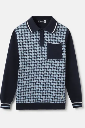 Blue Giraffe Boys Self Design Chevron Cotton Pullover
