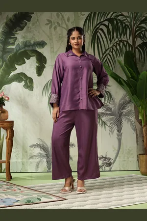 Bani Women Embellished Puff Sleeve Shirt With Trousers