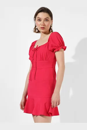 Campus Puff Sleeve Sheath Mini Dress