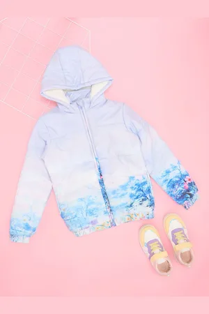 Pantaloons Girls Crop Puffer Jacket with Embroidered