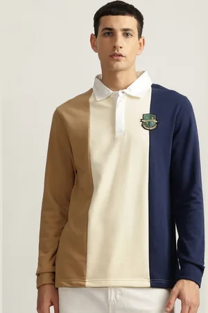 ICONIC Men Pure Cotton Colourblocked Polo Collar T-shirt