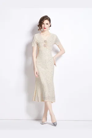JC Collection Women Embellished A-Line Midi Dress