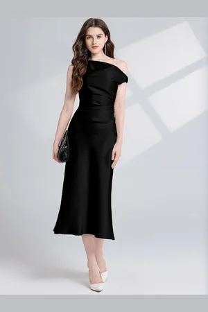 JC Collection Women One Shoulder A-Line Midi Dress