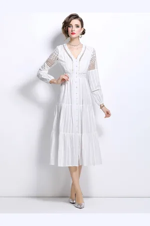 JC Collection Women Striped Fit and Flare Midi Dress