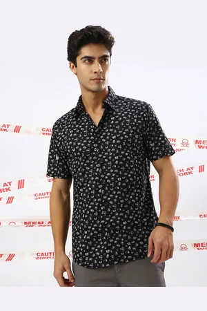 VALEN CLUB Men India Slim Spread Collar Graphic Printed Cotton Casual Shirt