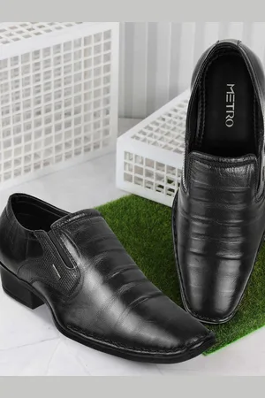 Metro Men Textured Formal Slip On Shoes