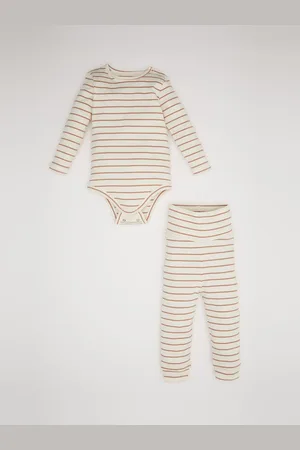 DeFacto Boys Round Neck Striped Pure Cotton Leotard with Trouser