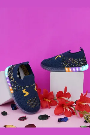 BAESD Kids Woven Design Led Lighting Slip-On Sneakers