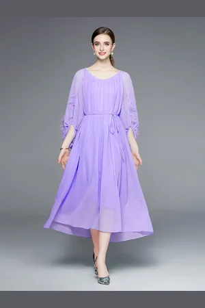 JC Collection Women Round Neck Fit & Flare Midi Dress