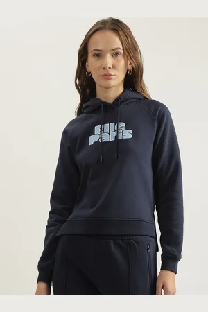 Elle Women Typography Printed Pure Cotton Hooded Sweatshirt
