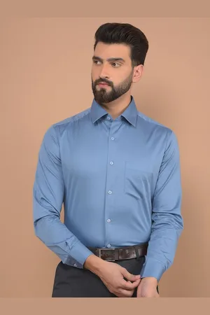 Canary London Men Smart Spread Collar Solid Satin Slim Fit Formal Shirt