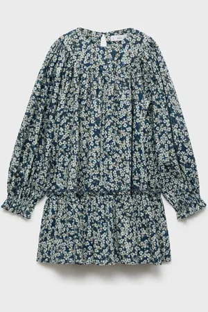 MANGO Girls Floral Print Ruffled Drop-Waist Dress