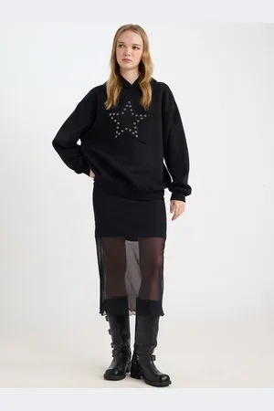 DeFacto Women Sheer Straight Midi Skirt
