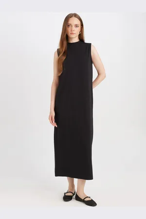DeFacto Women Round Neck A-Line Midi Dress