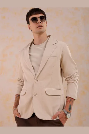 The Indian Garage Co Slim Fit Cotton Single-Breasted Blazer