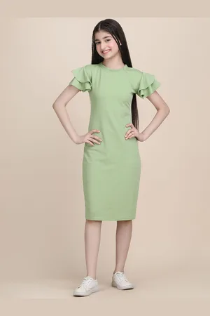 DEKLOOK Girls Flared Sleeve Bodycon Midi Dress