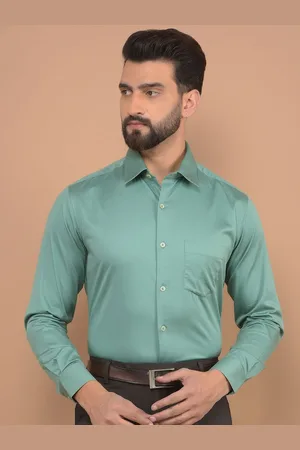 Canary London Men Smart Spread Collar Solid Satin Slim Fit Formal Shirt