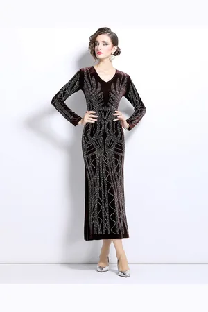 JC Collection Women Embellished Sheath Maxi Dress