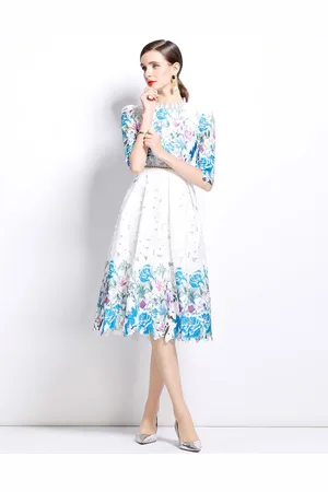 JC Collection Women Floral Printed Fit & Flare Dress