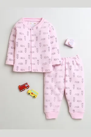 BUMZEE Infant Girls Printed Cotton Thermal Set