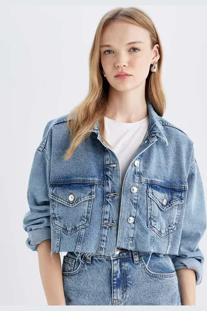 DeFacto Women Washed Crop Denim Jacket
