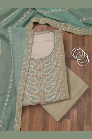 Koskii Ethnic Motifs Embroidered Zari Work Unstitched Dress Material