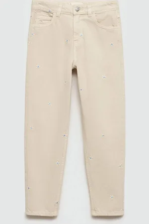 MANGO Girls Pure Cotton Applique -Embroidered Jeans