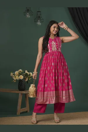 Globus Women Ethnic Motifs Printed Pleated Kurta with Palazzos