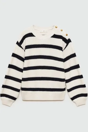 MANGO Girls Striped Round Neck Pullover