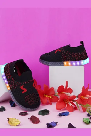BAESD Kids Woven Design Led Lighting Slip-On Sneakers