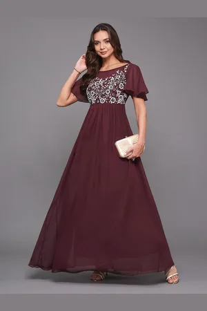 Miss Chase Women Embroidered Flared Sleeve Maxi Dress