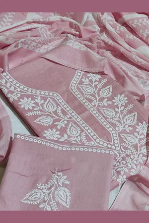 SALWAR STUDIO Floral Embroidered Pure Cotton Unstitched Dress Material