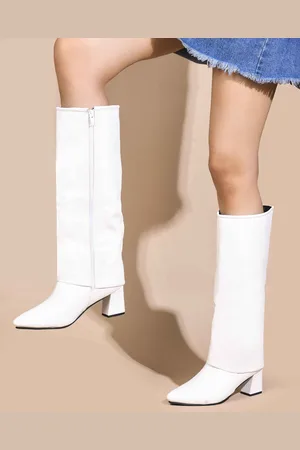 SHUZ TOUCH Women Block-Heeled Slouchy Boots