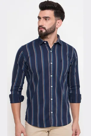 Duke Men Slim Fit Opaque Striped Casual Shirt
