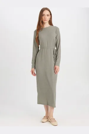 DeFacto Women Self Design A-Line Midi Dress