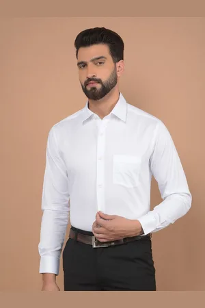 Canary London Men Smart Spread Collar Solid Satin Slim Fit Formal Shirt